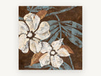 Cream Blooms on Chocolate, floral canvas wall art print, front view