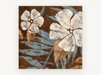 Cream Blooms on Chocolate, floral canvas wall art print, front view
