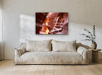 Glowing Sandstone Folds landscape canvas print on the wall of a living room