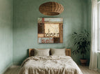 Believe In Yourself vintage canvas print on the wall of a bedroom