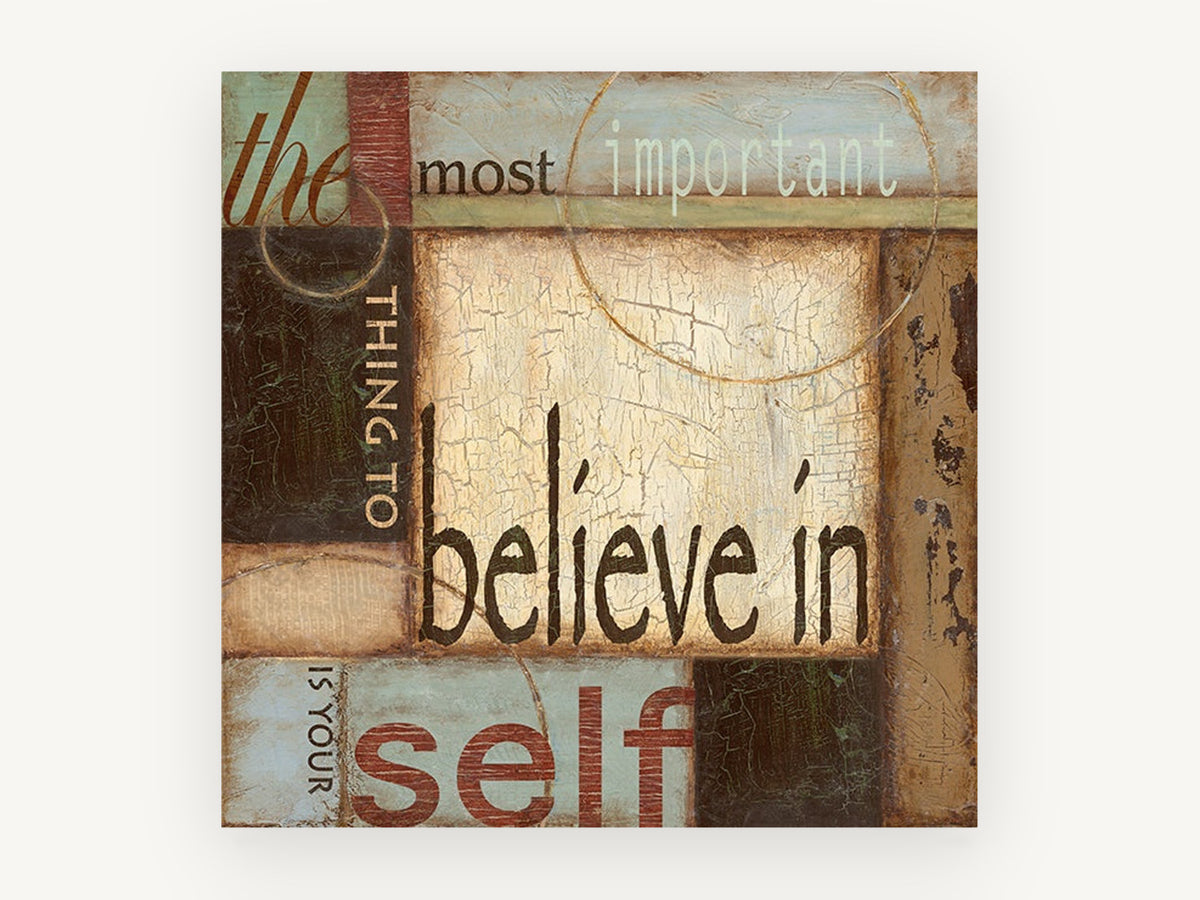 Believe In Yourself, vintage canvas wall art print, front view