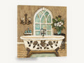 Rose Clawfoot Bathtub, vintage clawfoot bath floral, floral canvas wall art print ready to hang