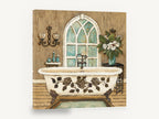 Rose Clawfoot Bathtub, vintage clawfoot bath floral, floral canvas wall art print ready to hang