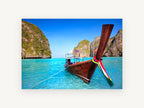 Longtail Boat Lagoon, coastal canvas wall art print, front view