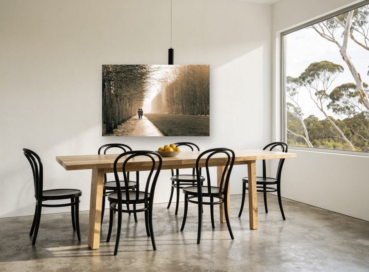 Rainy Walk Together landscape canvas print on the wall of a dining room