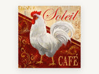 Soleil Café Rooster, vintage canvas wall art print, front view