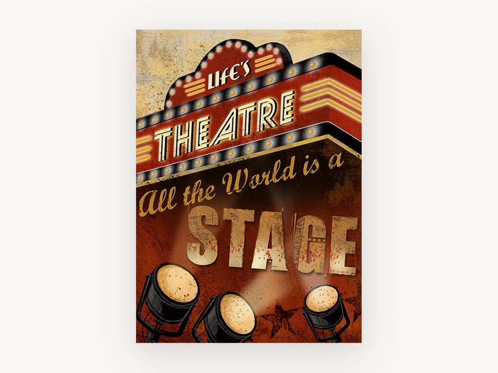 Life's Theatre Marquee, vintage canvas wall art print, front view