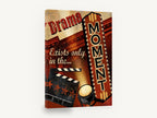 Drama In The Moment, retro theatre marquee drama poster, stretched canvas wall art print ready to hang