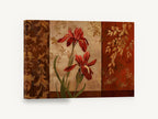 Crimson Iris Triptych, red iris floral botanical panels, floral canvas wall art print ready to hang