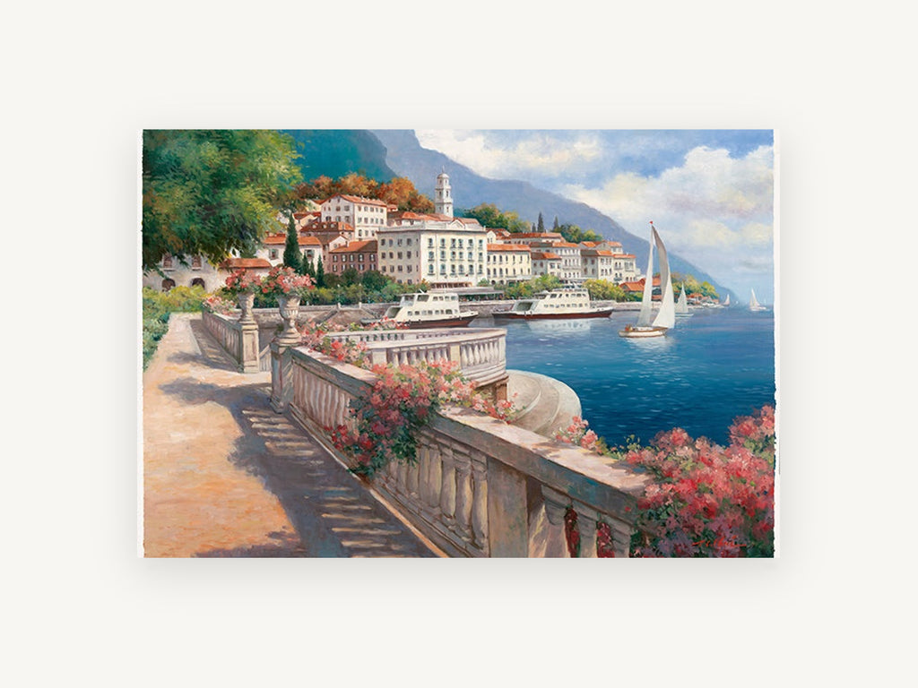 Lakeside Terrace Promenade, coastal canvas wall art print, front view