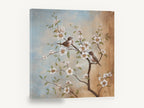 Two Birds on Blossom, birds on blossom branch painting, floral canvas wall art print ready to hang