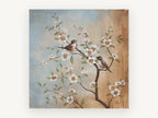 Two Birds on Blossom, floral canvas wall art print, front view