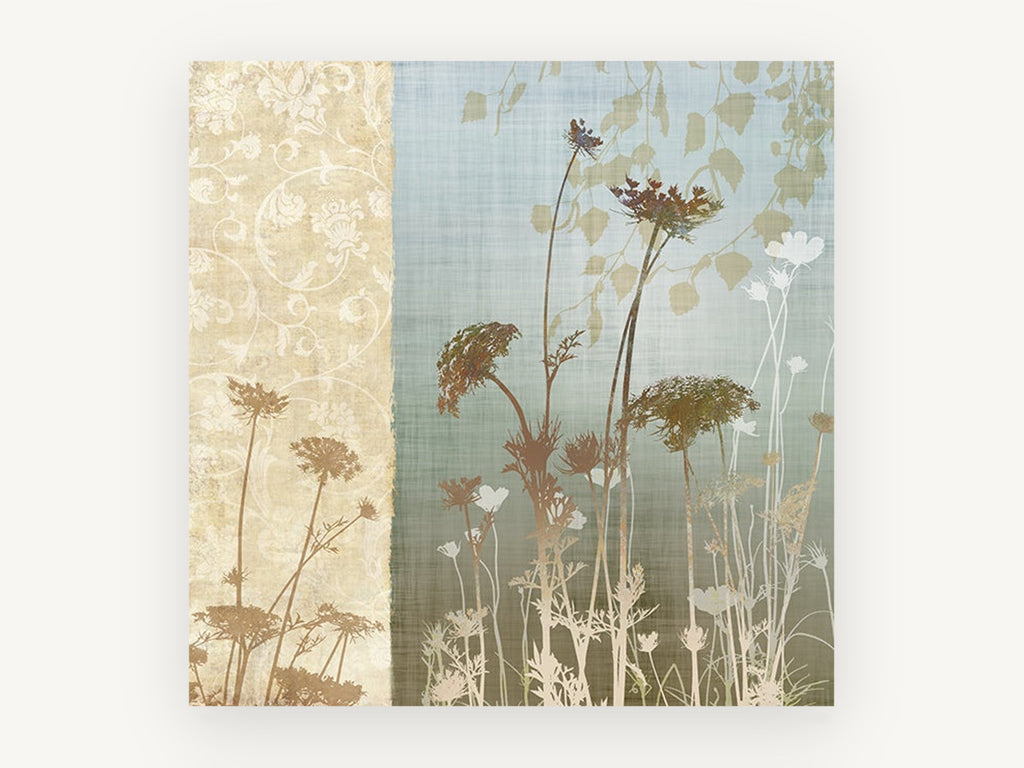 Meadow Silhouettes Panel, floral canvas wall art print, front view