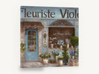 Blue Flower Shopfront, french flower shop storefront painting, floral canvas wall art print ready to hang