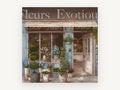 Blue Fleuriste Storefront, floral canvas wall art print, front view