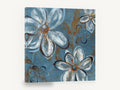Blue Daisy Drift, blue white daisy floral abstract painting, floral canvas wall art print ready to hang