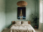 Paris Aglow at Night city canvas print on the wall of a bedroom
