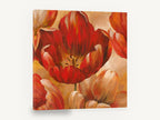 Open Red Tulip Glow, red tulip floral painting warm tones, floral canvas wall art print ready to hang