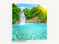 Turquoise Falls Lagoon, turquoise waterfall lagoon photograph, landscape canvas wall art print ready to hang