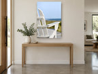 White Chair Ocean Lookout coastal canvas print on the wall of a entry hall