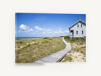 Boardwalk to the Dunes, beach house boardwalk dunes photograph, coastal canvas wall art print ready to hang