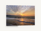 Pelicans at Sunset Shore, sunset beach birds seascape photograph, coastal canvas wall art print ready to hang
