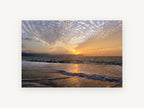 Pelicans at Sunset Shore, coastal canvas wall art print, front view