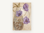 Lilac Tulips and Scroll Vase, floral canvas wall art print, front view