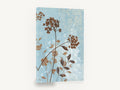 Copper Blooms on Blue, brown wildflower silhouettes on blue, floral canvas wall art print ready to hang