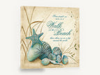 Teal Shells Beach Walk, teal seashells beach quote, coastal canvas wall art print ready to hang