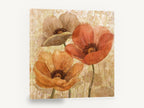 Three Poppies in Amber, orange poppy floral textured botanical, floral canvas wall art print ready to hang