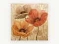 Three Poppies in Amber, floral canvas wall art print, front view