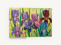 Iris Garden Impasto, purple iris garden impasto painting, floral canvas wall art print ready to hang