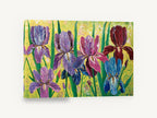 Iris Garden Impasto, purple iris garden impasto painting, floral canvas wall art print ready to hang