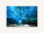 Blue Glacier Vault, blue glacial ice cave photograph, landscape canvas wall art print, front view