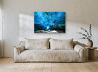 Blue Glacier Vault landscape canvas print on the wall of a living room