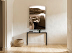 Still Water Moorings landscape canvas print on the wall of a hallway