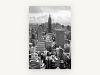 Empire State Winter Haze, empire state building black and white photograph, city canvas wall art print, front view