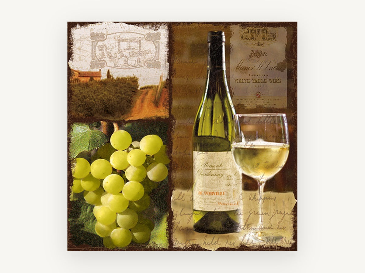 Chardonnay Vineyard Collage, floral canvas wall art print, front view