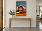 Glowing Red Arch landscape canvas print on the wall of a entry hall