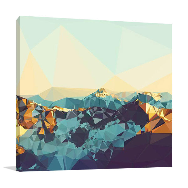 Fractal Mountain Sunset Wall Art Print