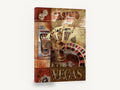 Vegas Casino Collage, vintage las vegas casino poster, stretched canvas wall art print ready to hang