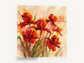 Red Blooms in Mist, red tulip flowers expressive floral painting, floral canvas wall art print ready to hang