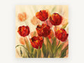 Scarlet Tulips in Mist, floral canvas wall art print, front view