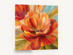 Blazing Open Poppy, red orange poppy floral painting style, floral canvas wall art print ready to hang
