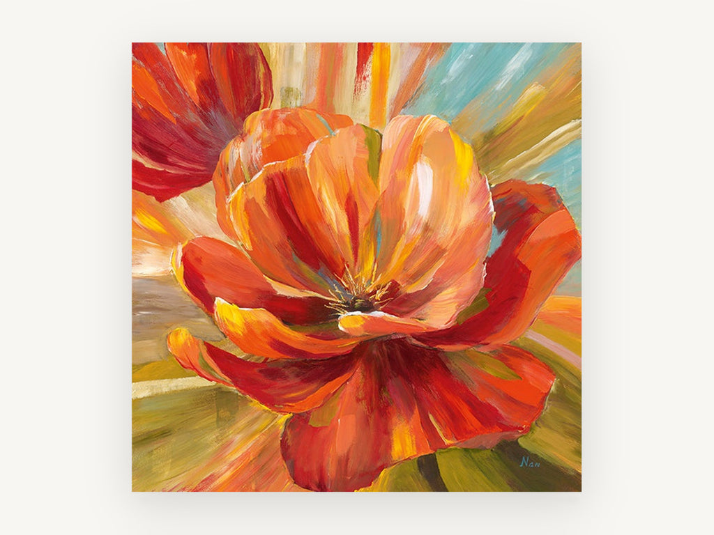 Blazing Open Poppy, floral canvas wall art print, front view