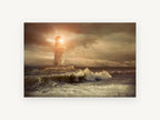 Storm Beacon at Dusk, coastal canvas wall art print, front view