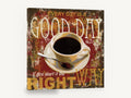 Good Day Coffee, retro coffee cup typography, stretched canvas wall art print ready to hang