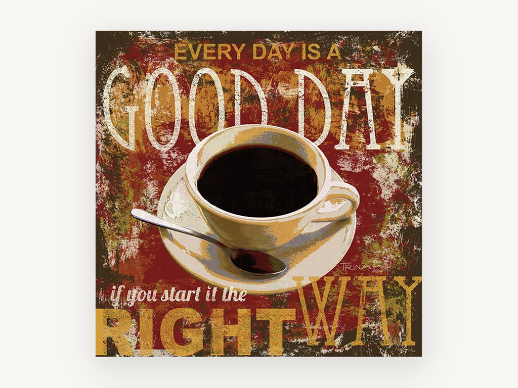 Good Day Coffee, vintage canvas wall art print, front view
