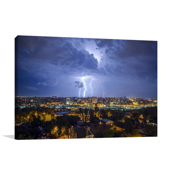 Night City Lightning Wall Art Print